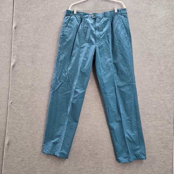 Woolrich Men Pants 36x32 Blue Chino Straight Pletaed High Rise Cotton Nylon - Picture 1 of 13